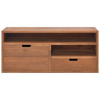 vidaXL Teak Wood TV Stand - Rustic Scandinavian Style, Handcrafted with Solid Teak Wood, Storage Drawers, 35.4"x11.8"x15.7".