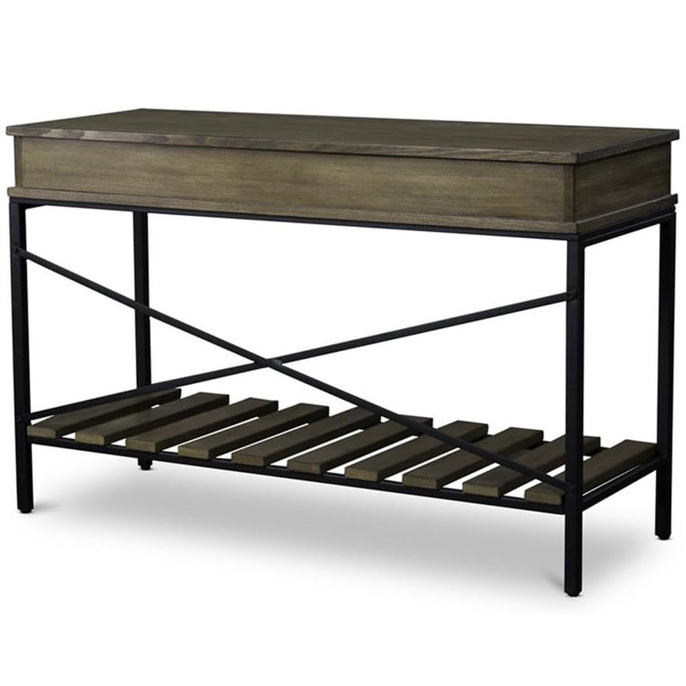 Baxton Studio Newcastle Wood and Metal Criss-Cross Console Table, 30" x 47.25" x 18", Brown