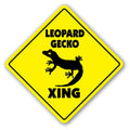 SignJoker] Leopard Gecko Crossing Sign xing Gift Novelty Reptile Lizard cage Food Wall Plaque Decoration