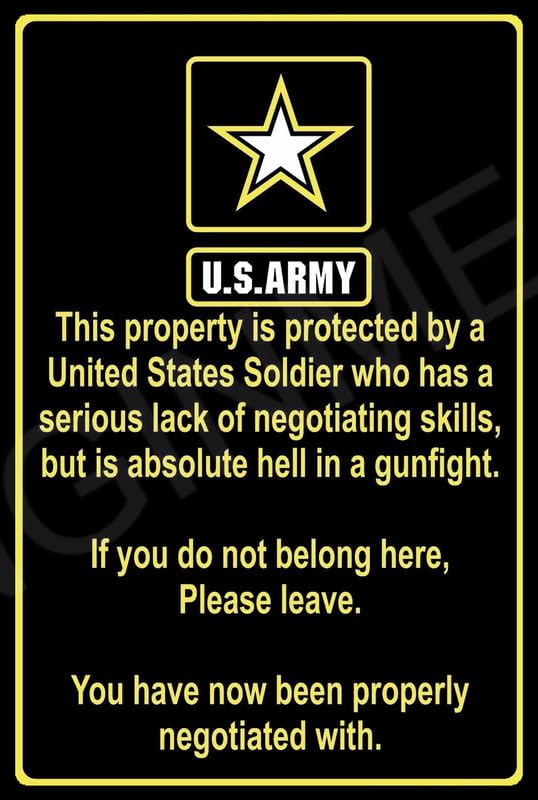 Property Protected By US Army Vet Sign Funny Sign Weatherproof Aluminum 8 x 12