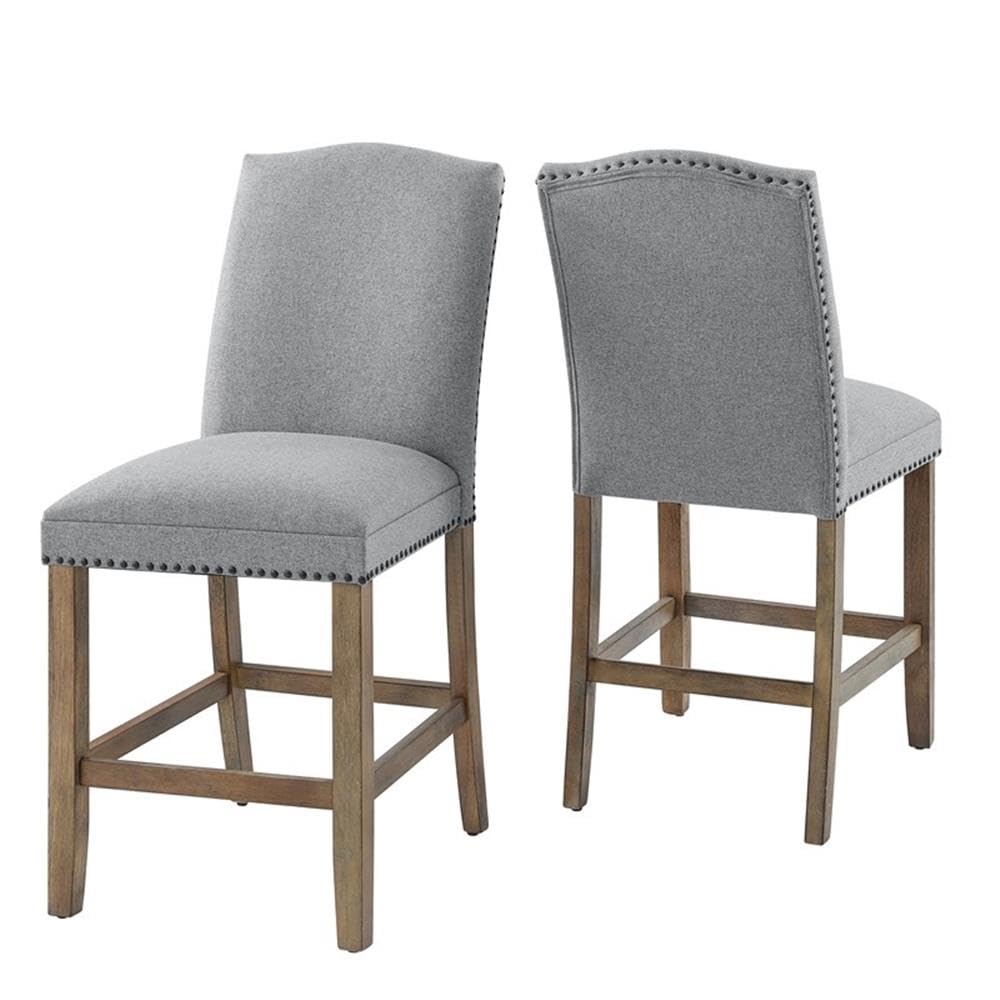Steve Silver Furniture Grayson Counter Chairs, Refined Rustic Styling, Memory Foam Top Layer, Driftwood Finish, Set of 2 Side Chairs, Kitchen, Dining Room, 24.5" D x 20" W x 41.5" H, Gray