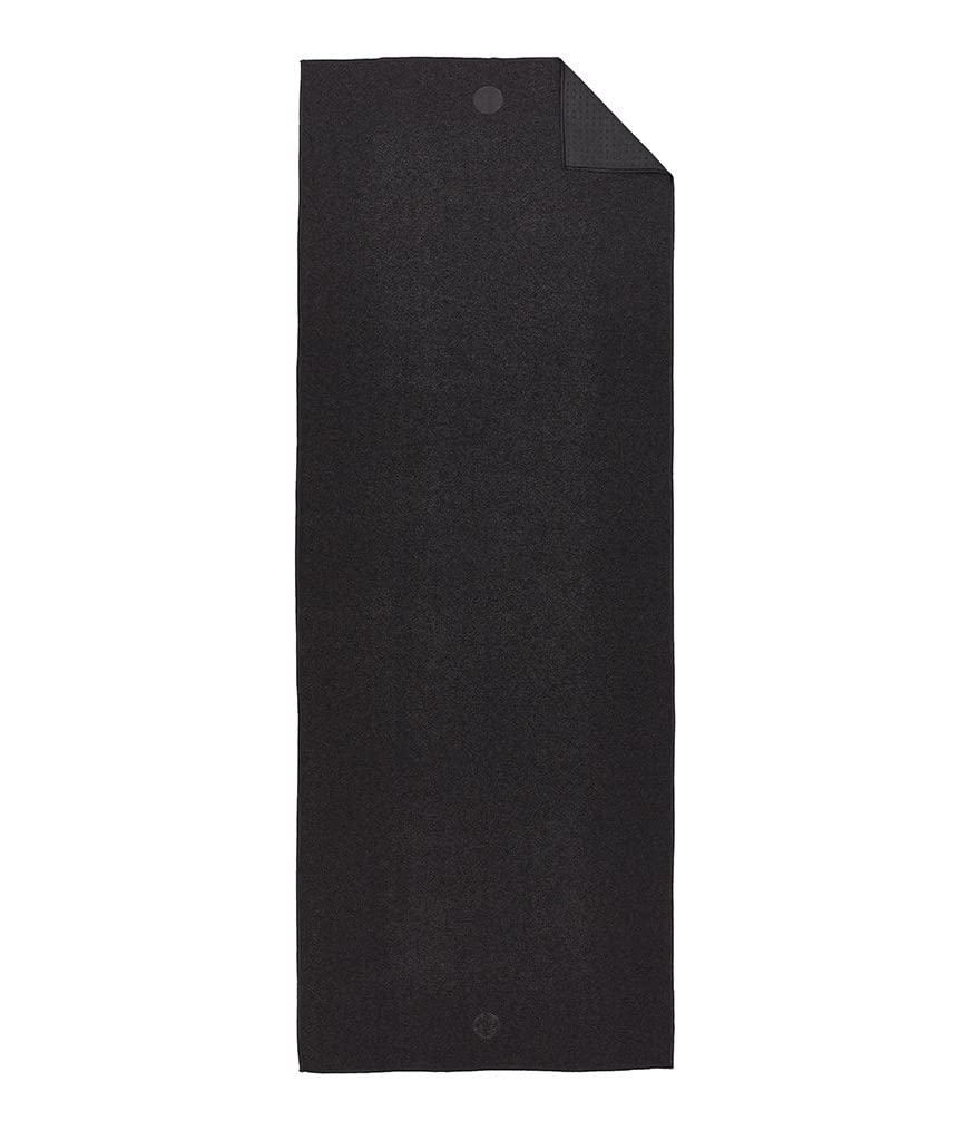 Yogitoes Manduka Yoga Towel for Mat Nonslip and Quick Dry for Hot Yoga with Rubber Bottom Grip Dots 72 Inch Long Onyx Thin and L