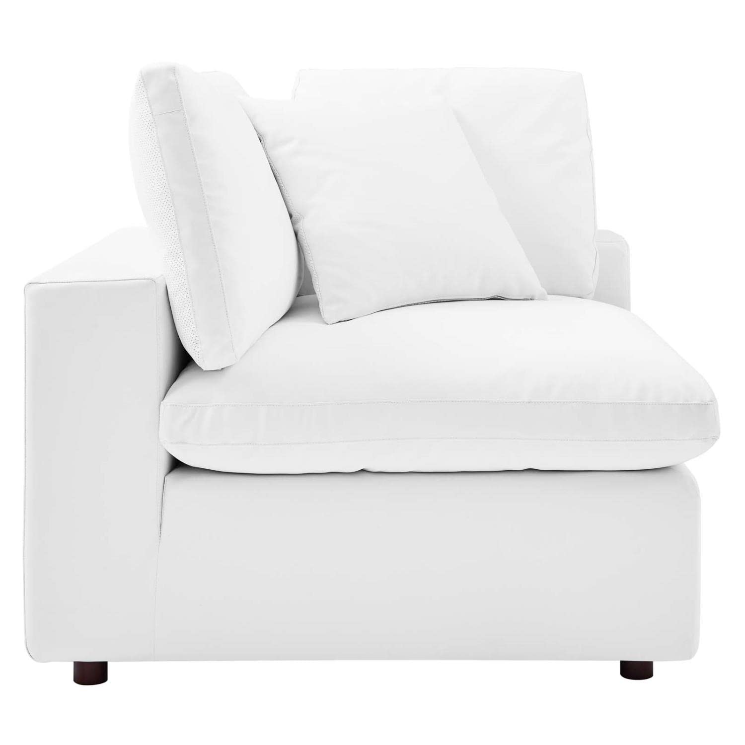 Modway EEI-4696-WHI Commix Down Filled Overstuffed Vegan Leather Corner Chair, White