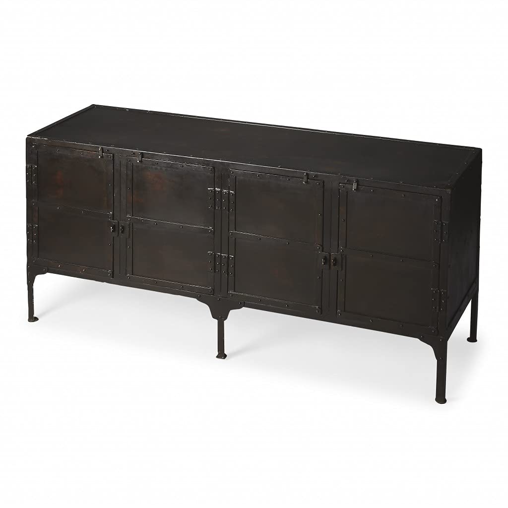 HomeRoots Black Iron Owen Industrial Chic Console Cabinet