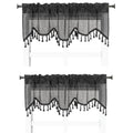 Solid Faux Silk Swag Waterfall Cascade Ascot Window Curtain Valance W/Tassels Trim 55' X18' Wave (2, Charcoal Grey)