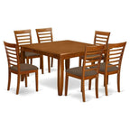 East West Furniture PFML7-SBR-C 7 Piece Dining Table Set Consist of a Square Dining Room Table with Butterfly Leaf and 6 Linen Fabric Upholstered Chairs, 54x54 Inch, Saddle Brown