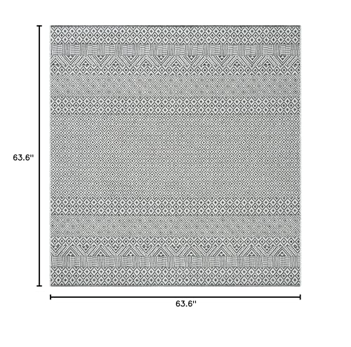 Safavieh Courtyard Collection 5'3' Square Grey/Black Cy8235 Indoor/ Outside Waterproof Easy Cleansingpatio Backyard Mudroom Area Mat