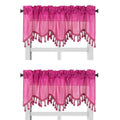 Solid Faux Silk Swag Waterfall Cascade Ascot Window Curtain Valance W/Tassels Trim 55' X18' Wave (2, Hot Pink)