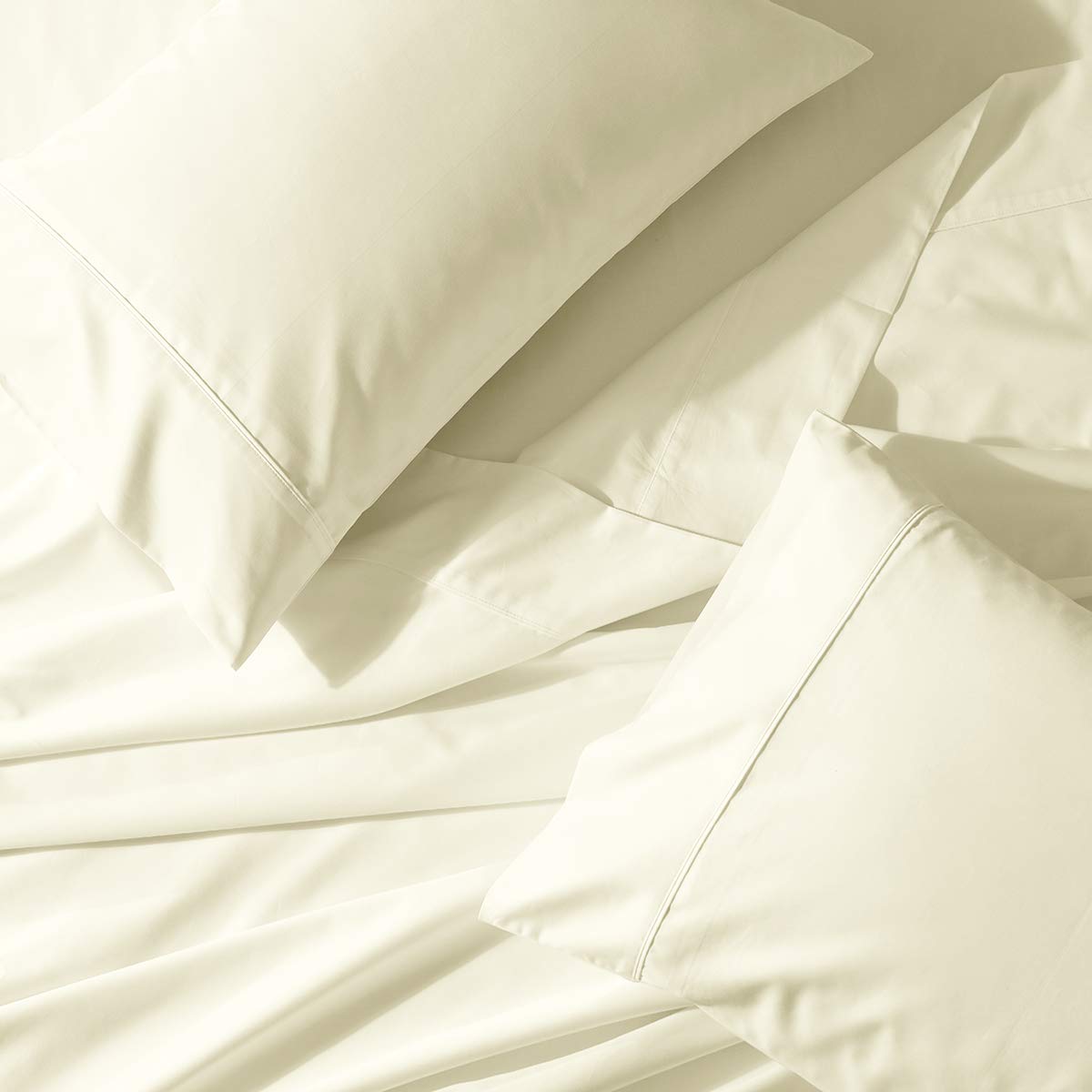 Royal Tradition Solid 300-Thread-Count Cotton Percale Full Size Bed Sheets Set