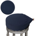 Buyue Bar Stool Covers, Luxury Fabric Dia.16-18' Round Crease-Resistant Stretchy Washable Jacquard Dustproof Stool Seat Slipcover, L-Navy Blue-1 Count