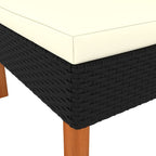 vidaXL Black Corner Sofa with Cream White Cushion in Poly Rattan and Solid Eucalyptus Wood - Modular, Easy-to-Clean, Comfortable and Sturdy Construction for Indoor and Outdoor use