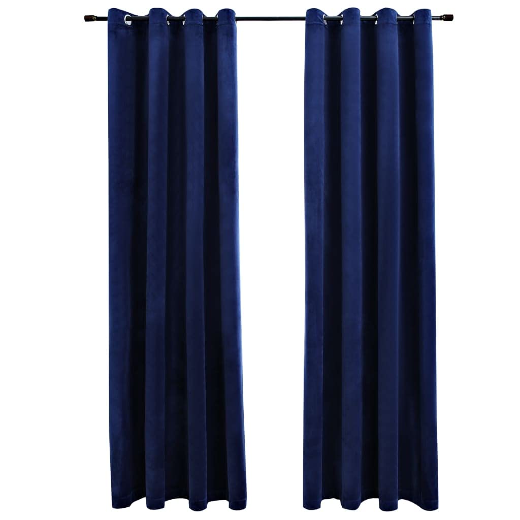 vidaXL Blackout Curtains with Rings 2 pcs Navy Blue 54&quot;x63&quot; Velvet