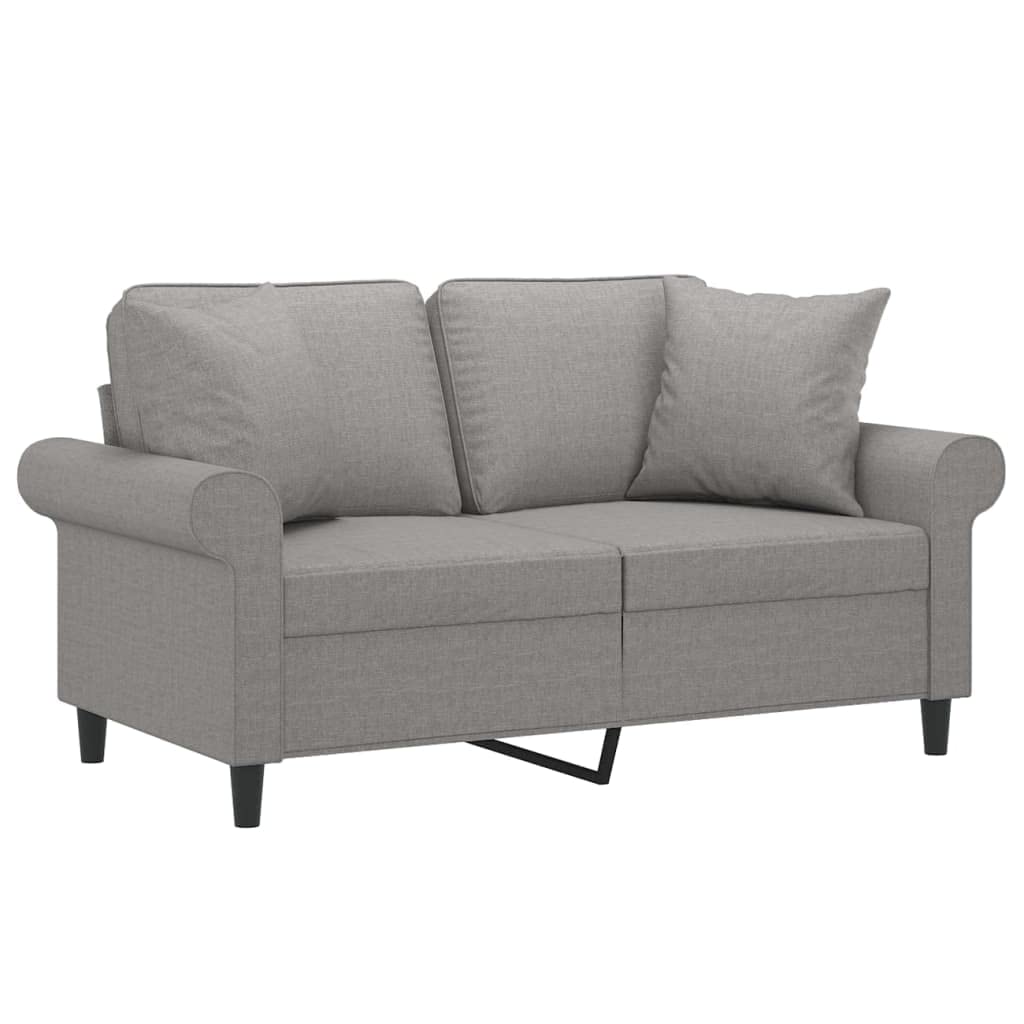 vidaXL Light Gray Fabric Upholstered Love Seat with Throw Pillows - Modern 2-Seater Sofa Chair with Plywood & Metal Frame for Living Room, Lounge Area - 59.8&quot; x 30.3&quot; x 31.5&quot;