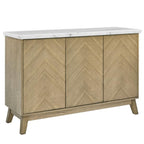 Steve Silver Furniture Vida Top Burnished Blonde, Mid-Century Modern, Unique Marble Veining, Ash Veneers, Soft-Close Doors Server, Brown