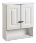 Design House Wyndham Wall Cabinet, 2 Doors, 1 Adjustable Interior Shelf, Bottom Display Shelf, Satin Nickel Hardware, Easy Assem