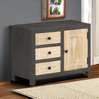 vidaXL Sideboard - Solid Mango Wood Cabinet/Drawer - Gray & White, 29.5"x13.8"x21.7" - Hand Carved Modern Furniture Piece