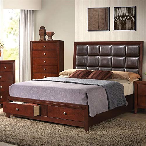 Acme Ilana Queen Sleigh Bed in Brown Cherry