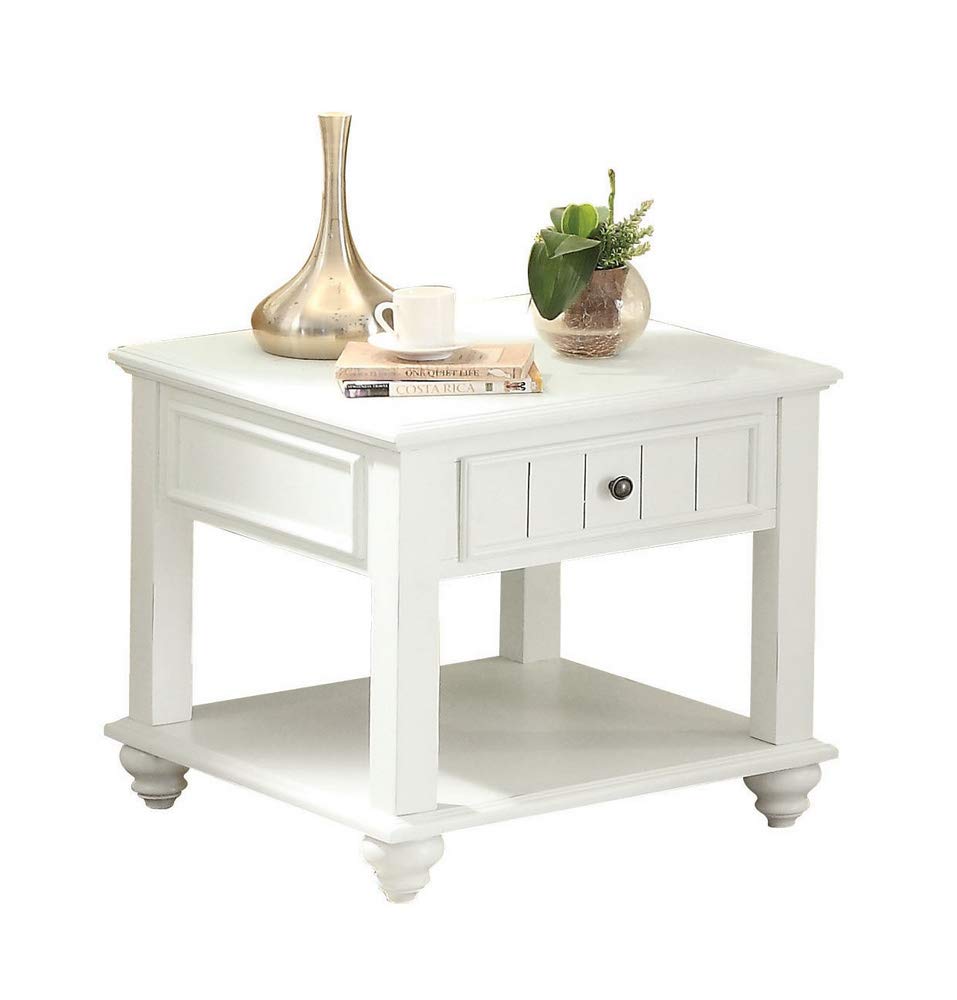 ACME Natesa End Table - - White Washed