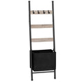 HOOBRO Blanket Ladder with Basket, 17.3   L x 63.4   H, Towel Rack with Hooks, Blanket Holder Rack, Decorative Ladder Shelf, Dry