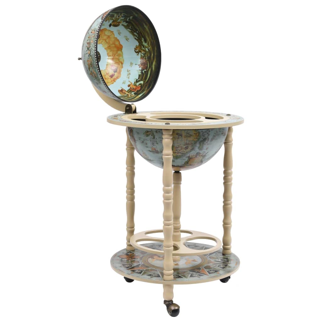 Vidaxl Globe Bar Wine Stand Eucalyptus Wood Blue