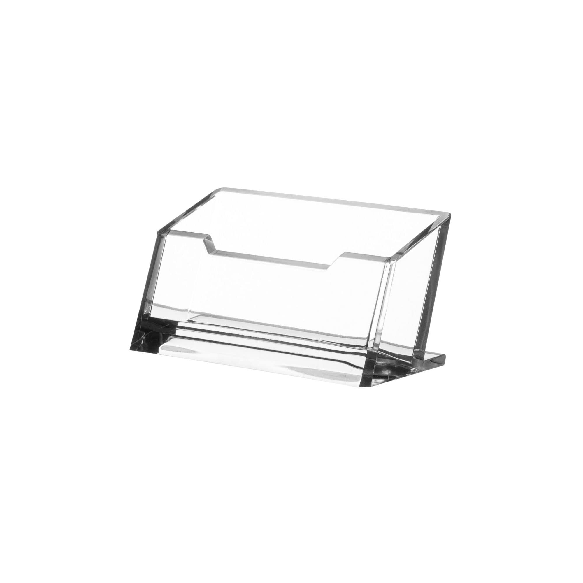 Kantek Clear Acrylic Business Card Holder, Fits 80 Business Cards, 4.1' X 1.9' X 2.1', Non-Skid Feet, Desk Accessory, Office