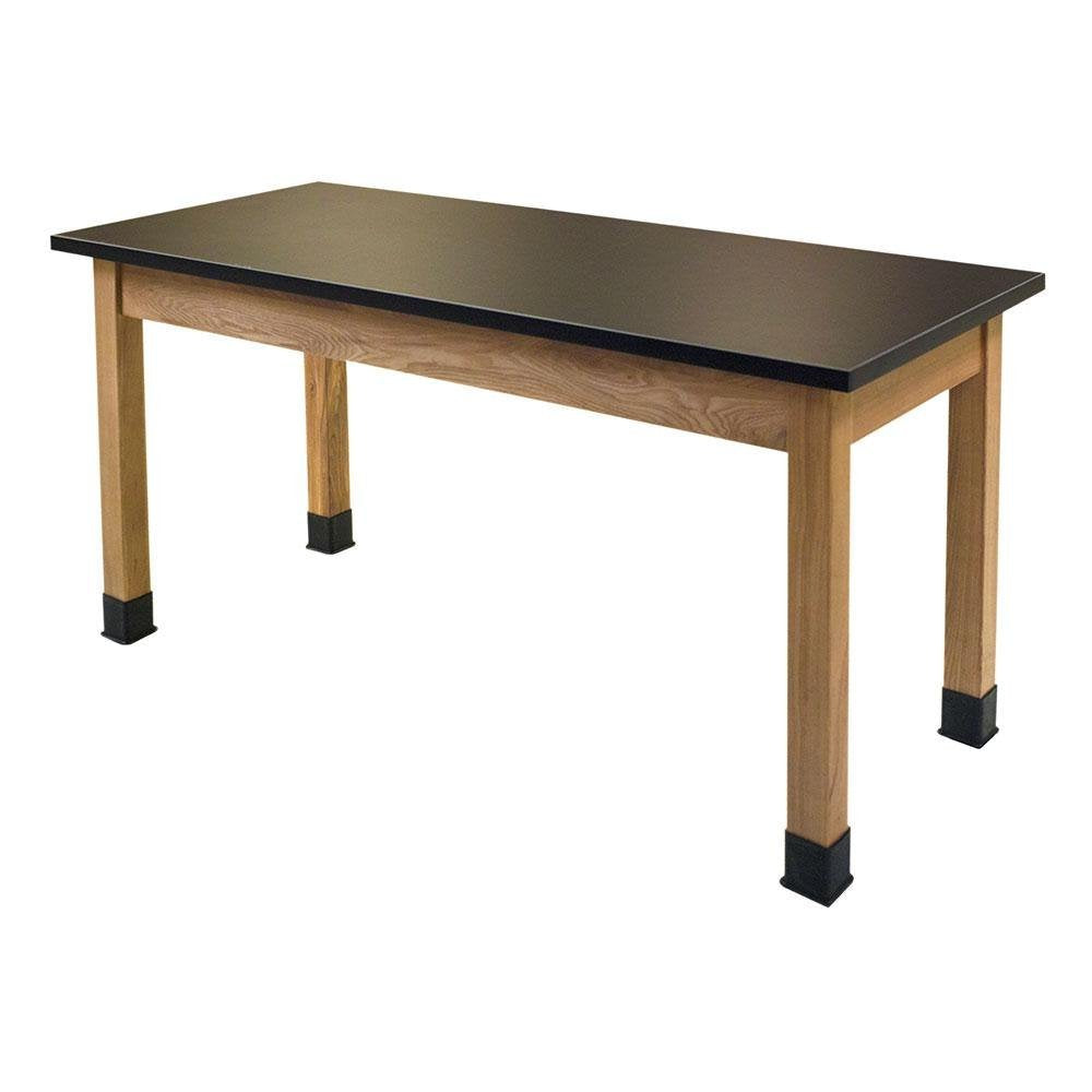 Nps 24X72 Solid Ash Wood Science Lab Table With Phenolic Top In Black