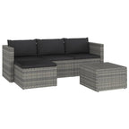 vidaXL 3 Piece Garden Lounge Set with Cushions Poly Rattan Gray
