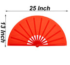 Honshen Dance Folding Hand Fan,13Inch Red Large Chinese Kung Fu Tai Chi Plastic-Nylon Hand Held Folding Fans For Men/Women(Dance