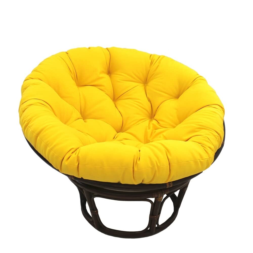 International Caravan Furniture Piece 42-Inch Rattan Papasan Chair with Solid Twill Cushion