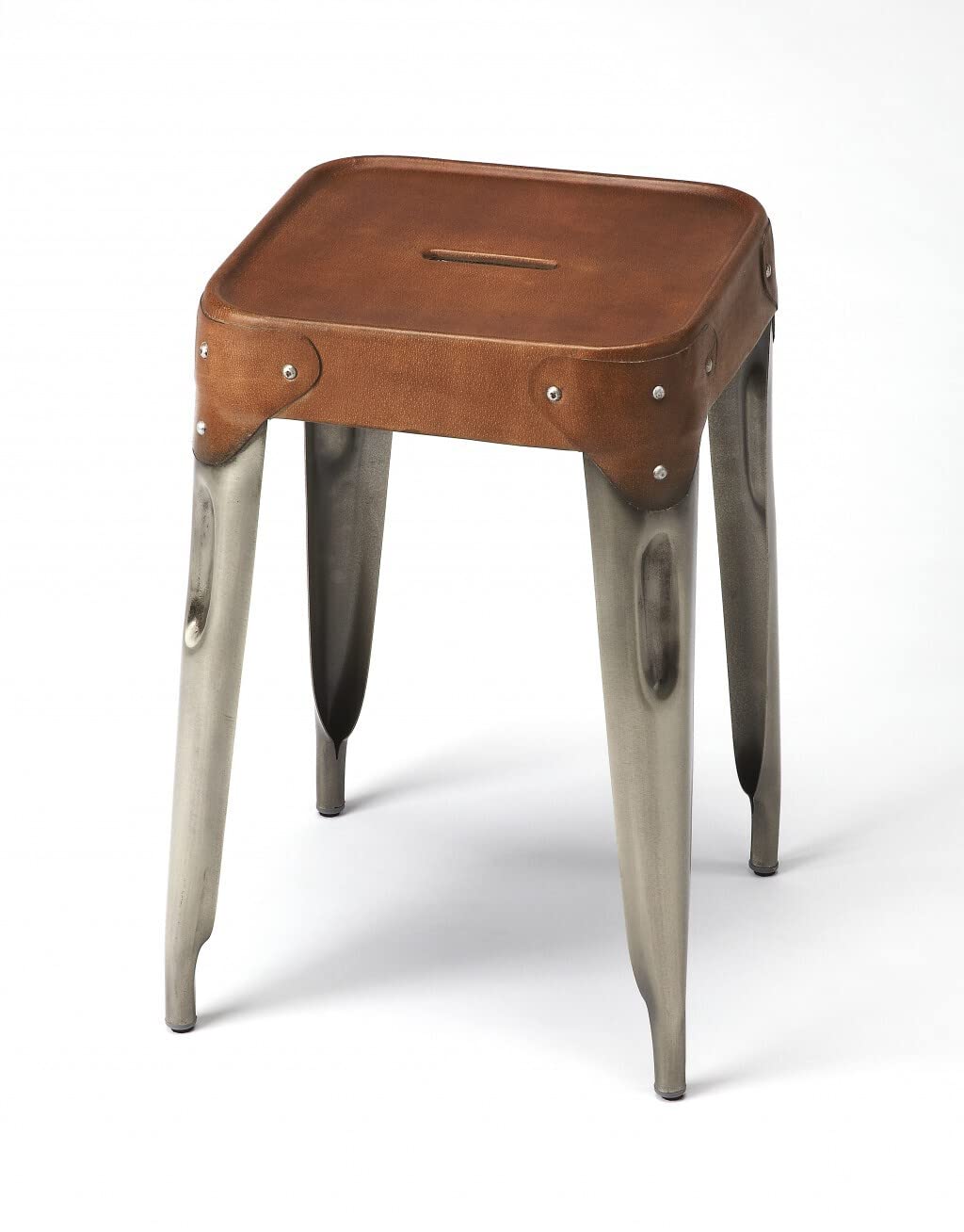 HomeRoots Multi-Color Iron, Leather Brown Leather Counter Stool