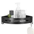 BESy Shower Corner Shelf Bathroom Shower Corner Caddy with Two Hooks, Wall Mount with Screws,Heavy Duty Aluminum 1 Tier Storage