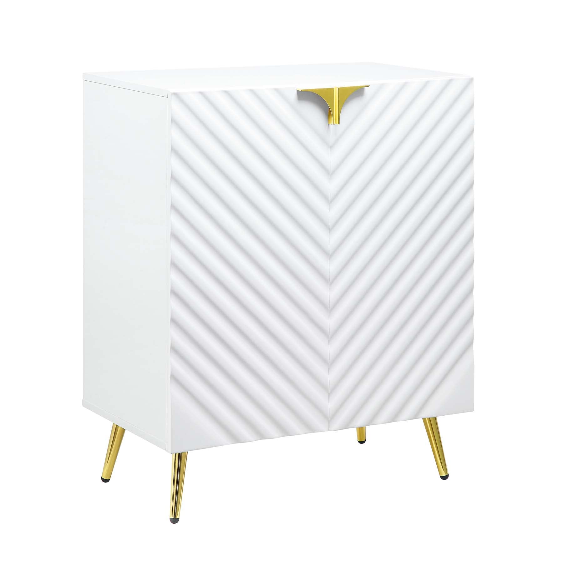 ACME Furniture White Wooden Console Table with Adjustable Shelves