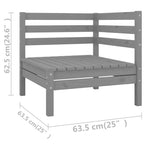 vidaXL Solid Pinewood Patio Lounge Set 14 Piece Garden Outdoor Terrance Backyard Furniture Set Wooden Lounge Sofa Seating Chair Seat Gray