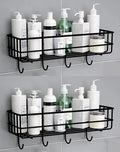 (Combo Offer) 2Pic Powder Coated SelfAdhesive Shower Bathroom Shelf With Hooks, Hanging Toiletries Holder Makeup Storage Rack F