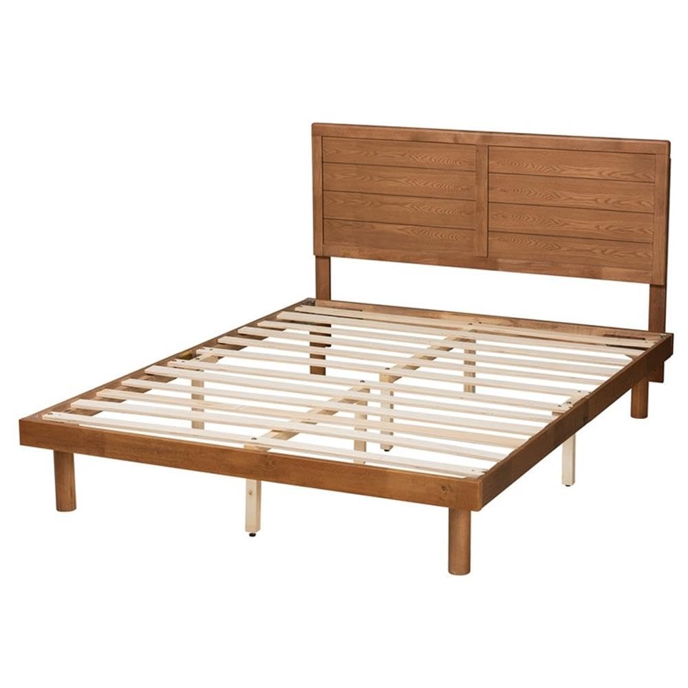 Baxton Studio Daina Mid-Century Modern Ash Walnut Finished Wood Full Size Platform Bed