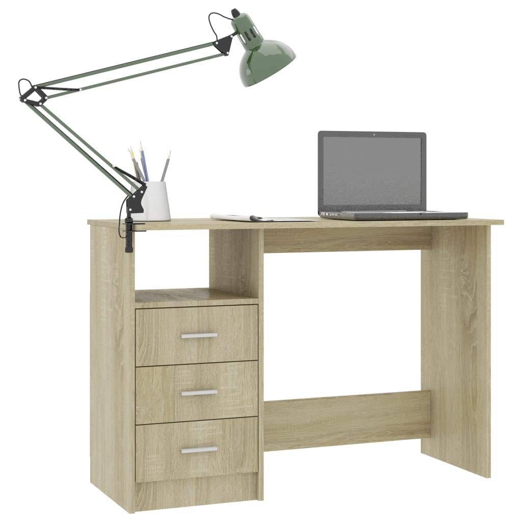 vidaXL Desk with Drawers Standing Computer Desk for Office Black Engineered Wood