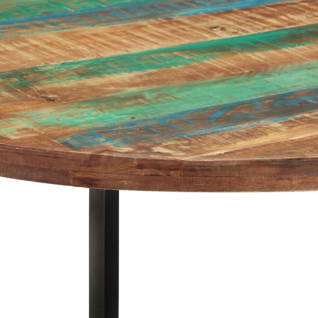 vidaXL Dining Table - 43.3&quot; Multicolored Round Table, Handmade from Solid Reclaimed Wood, Eco-Friendly and Stable Furniture for Kitchen, Dining Room - Industrial Design