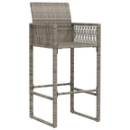 vidaXL Patio Bar Stools - Gray Poly Rattan Outdoor Garden Furniture, Set of 2-20.5" W x 22.8" D x 46.5" H - PE Rattan & Steel Frame, Weather-Resistant, UV-Resistant, Comfortable Armrest & ...
