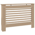 vidaXL Radiator Cover, Slatted Design Heater Cover Cabinet with Top Storage Shelf, Hide Cluttered Pipes, MDF, 44.1''x7.5''x32.1'', Brown