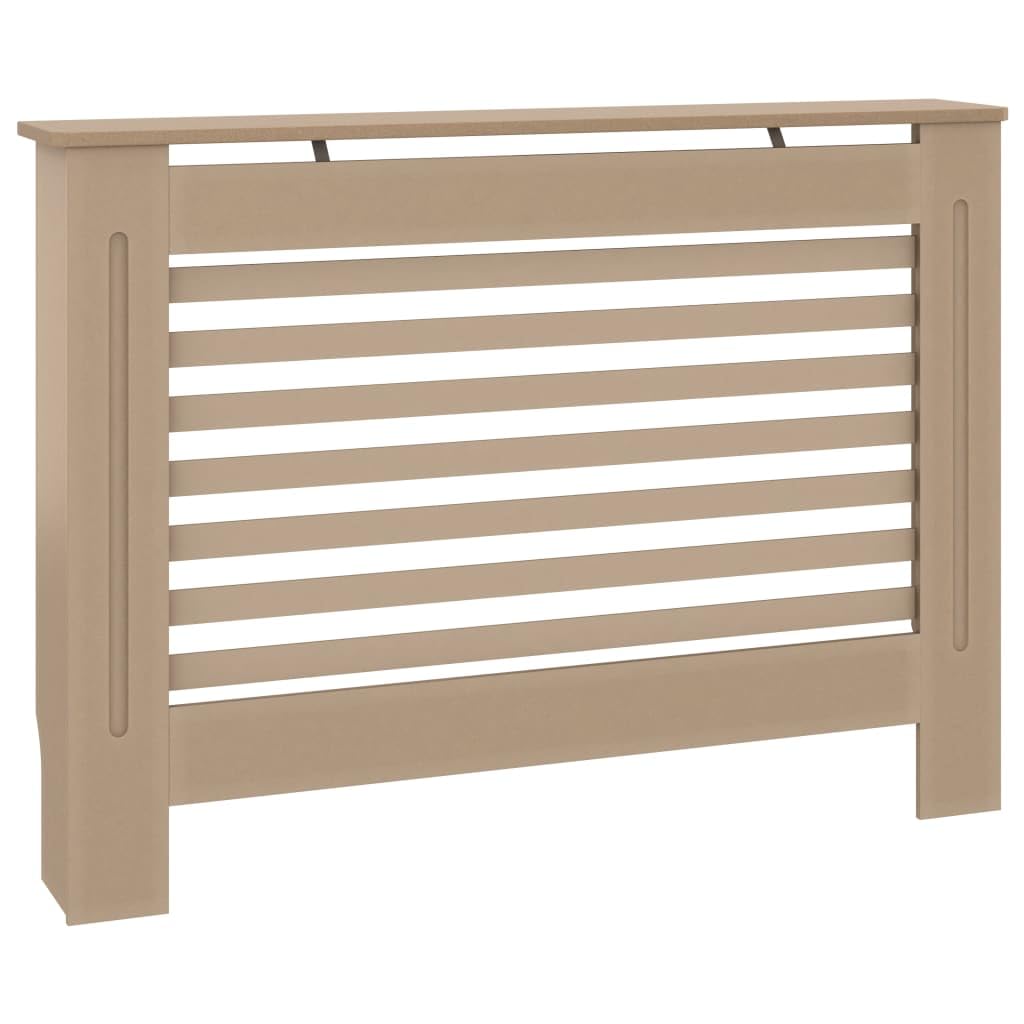 vidaXL Radiator Cover, Slatted Design Heater Cover Cabinet with Top Storage Shelf, Hide Cluttered Pipes, MDF, 44.1''x7.5''x32.1'', Brown