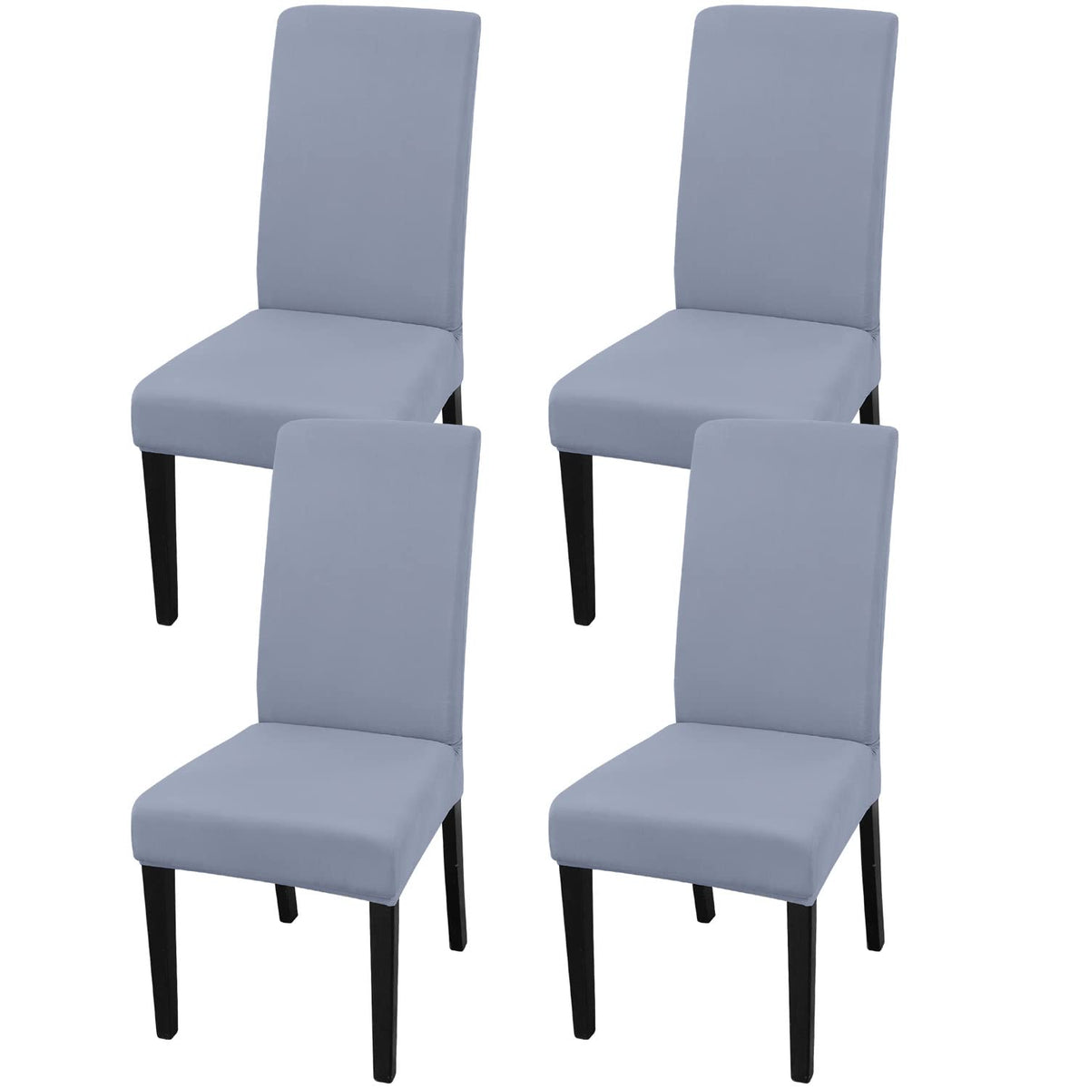 Jqinhome 4 Pcs Dining Chair Slipcover, High Stretch Removable Washable Chair Seat Protector Cover For Home Party Hotel Wedding Ceremony(Light Grey)