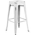 Flash Furniture Kai Commercial Grade 4 Pack 30 High Backless Distressed White Metal Indoor-Outdoor Barstool