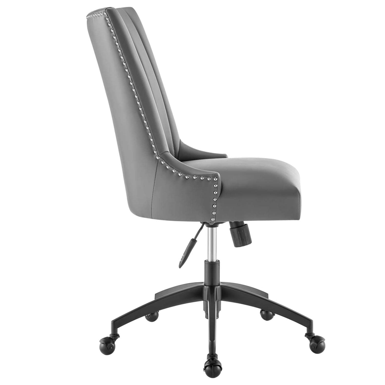 Modway Empower Channel Tufted Vegan Leather Office Chair, Black Gray