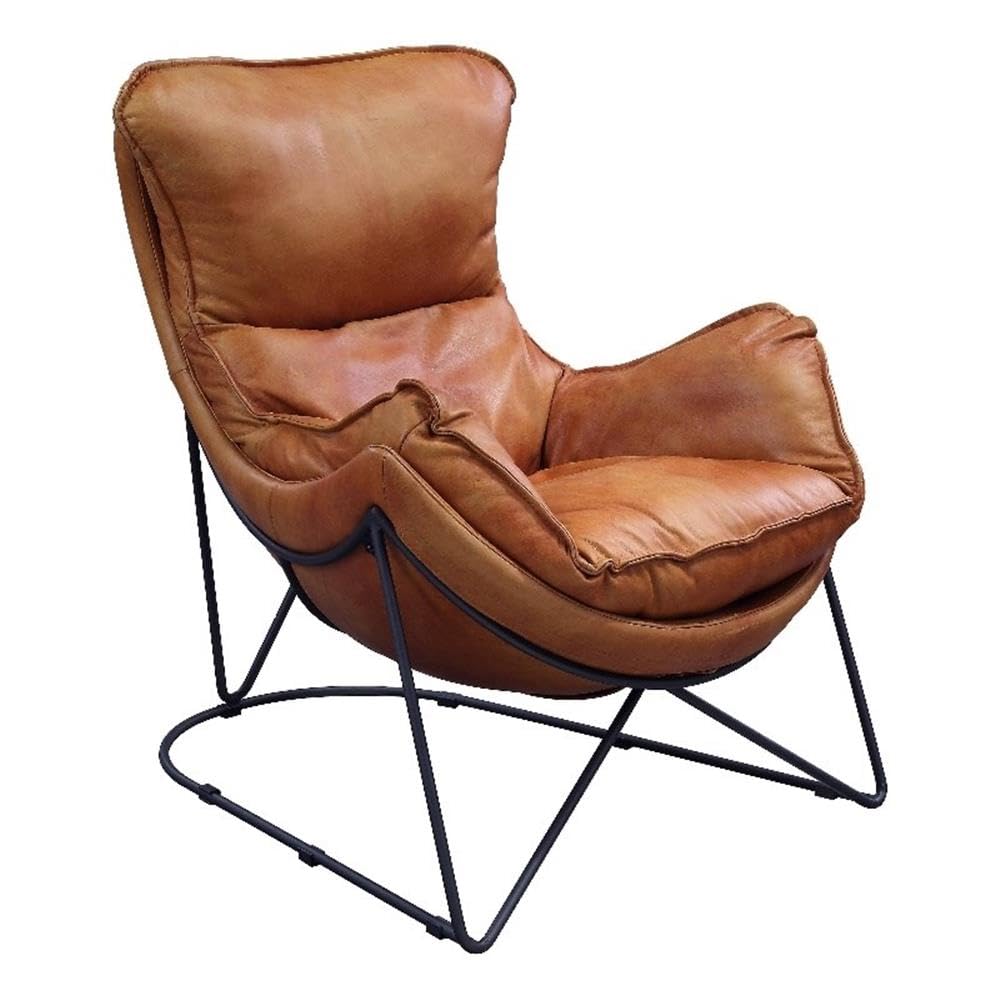 Acme Thurshan Accent Chair in Aperol Top Grain Leather and Black