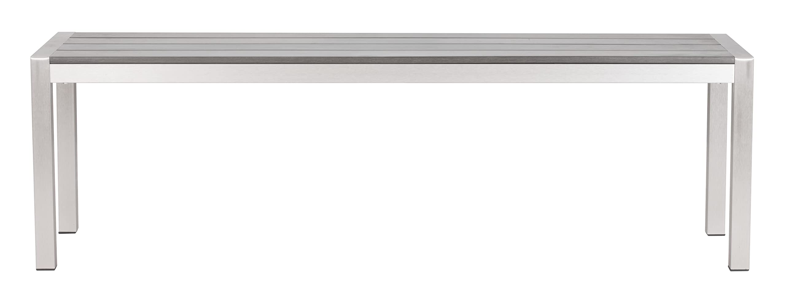 Zuo Outdoor Metropolitan Bench Chair, Brushed Aluminum