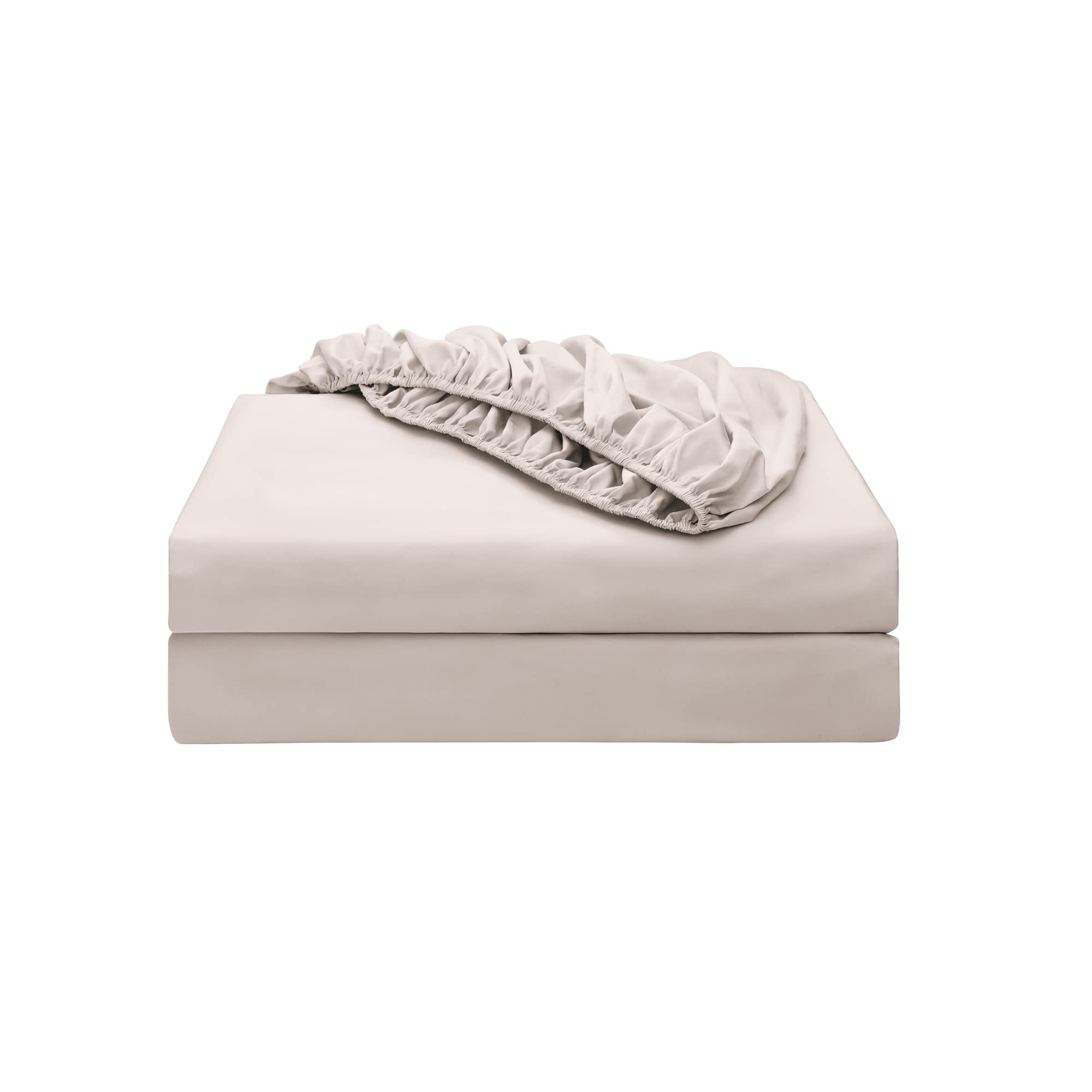 2-Pack Pure Cotton Fitted Sheet Twin Size, 600 Thread Count 16' Deep Pocket Egyptian Cotton Fitted Sheet (2Pcs, Twin, Beige)