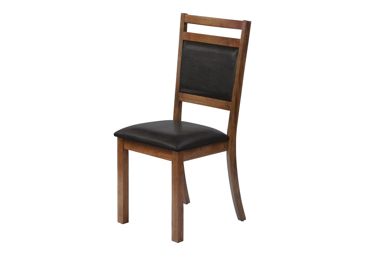 Monarch Specialties 1310 Chair, Set of 2, Side, Upholstered, Kitchen, Dining Room, Pu Leather Look, Wood Legs, Brown, Transitional Chair-2Pcs Walnut/Dark, 18.25' L x 22.75' W x 40' H