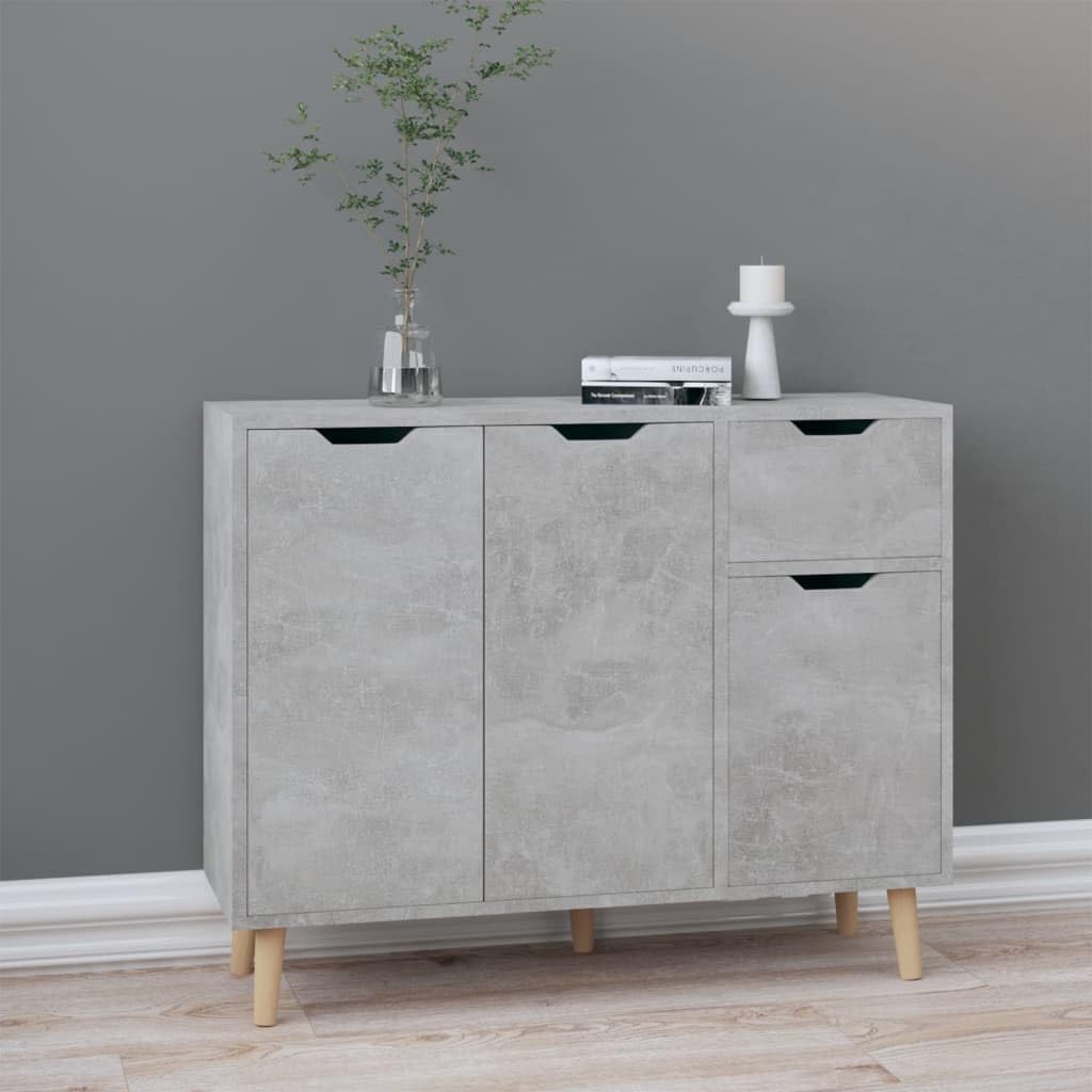 vidaXL Engineered Wood Sideboard in Elegant Concrete Gray - Spacious Storage Cupboard - Elegant Living Area Décor - Durable Quality Material - Easy Self Assembly.