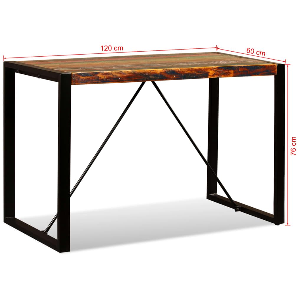 vidaXL 47.2&quot; Solid Reclaimed Wood Dining Table with Powder-Coated Steel Legs - Unique, Eco-Friendly, Easy Assembly, Industrial Style Kitchen Furniture