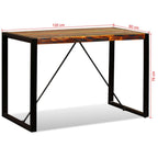 vidaXL 47.2" Solid Reclaimed Wood Dining Table with Powder-Coated Steel Legs - Unique, Eco-Friendly, Easy Assembly, Industrial Style Kitchen Furniture